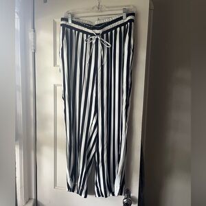 LOFT Navy and White Striped Pants